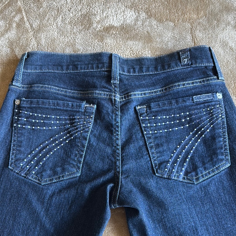 7 For All Mankind Blue Flare Wide Leg Jeans